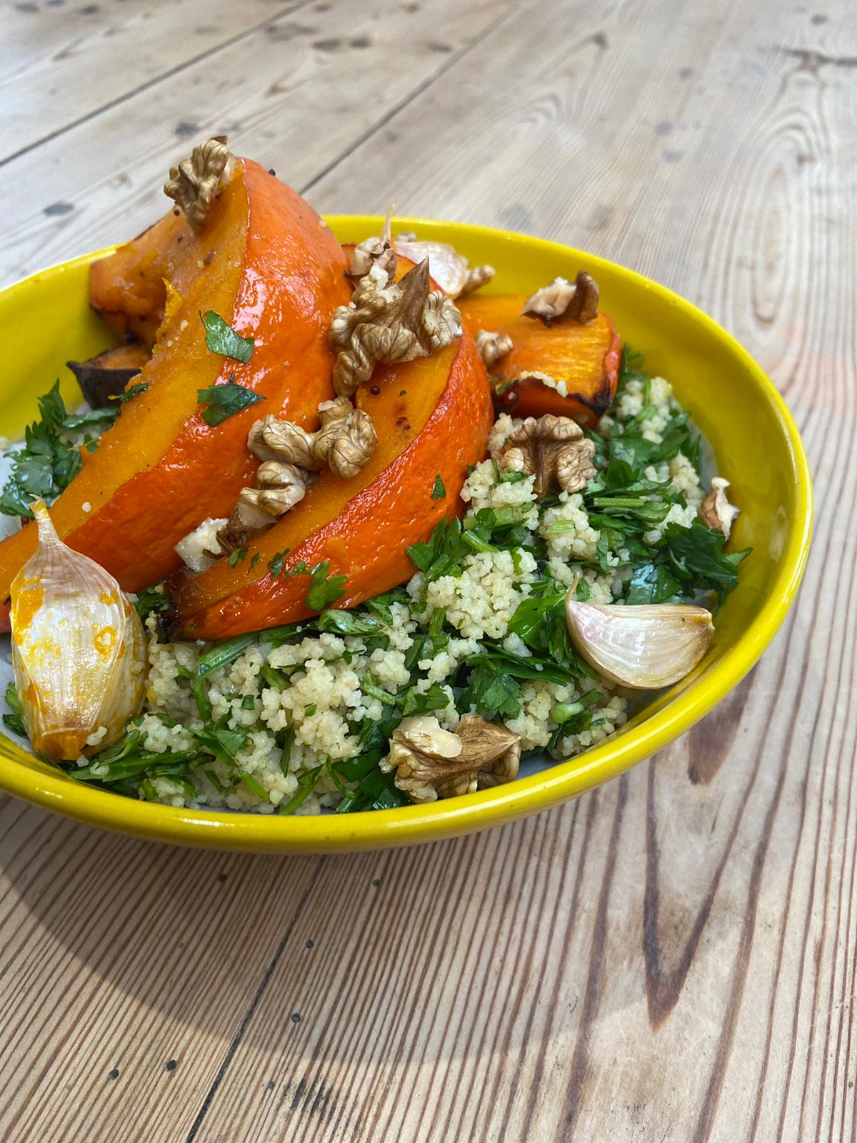 Potimarron rôti au miel et taboulé aux herbes de Coralie Breuvart et Baptiste Gosselin