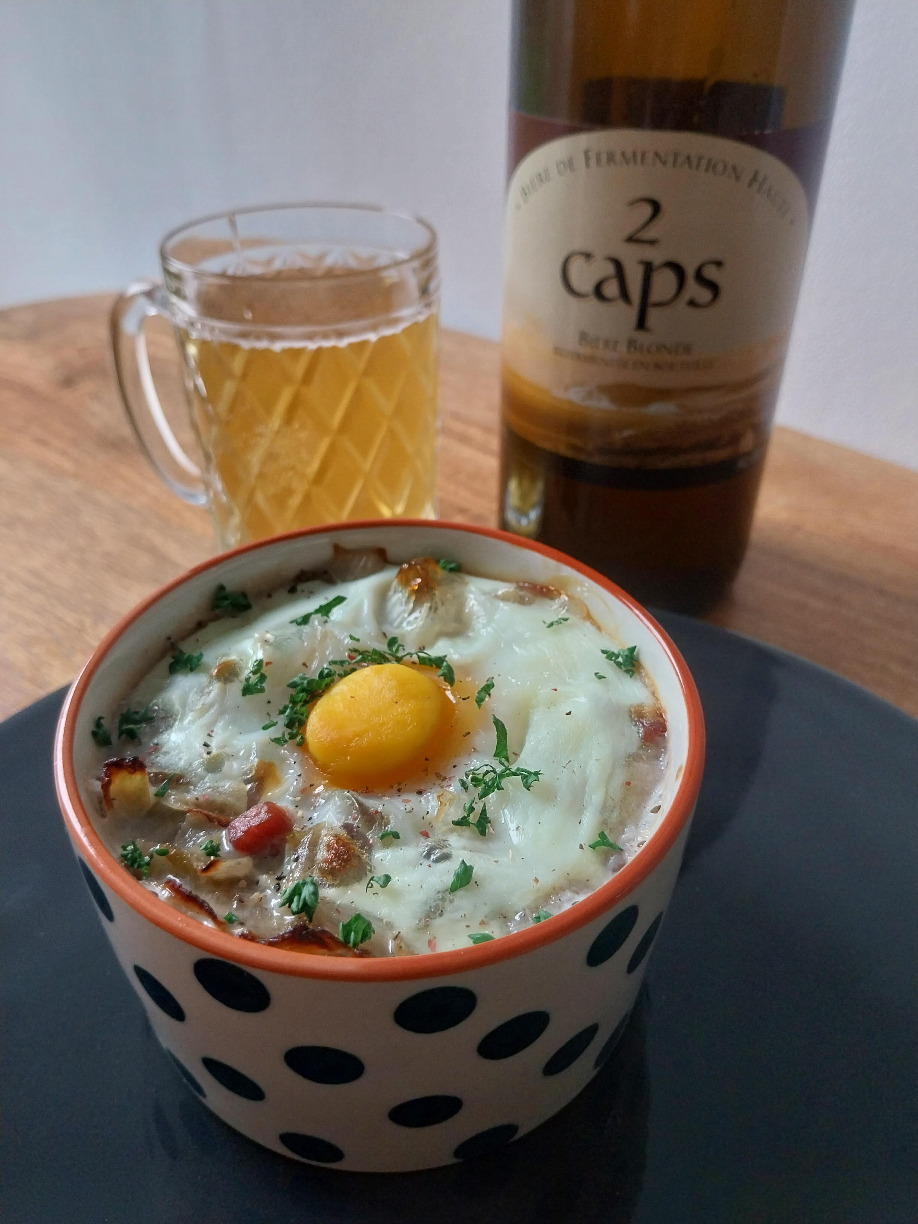 Oeuf cocotte, bière et chicon